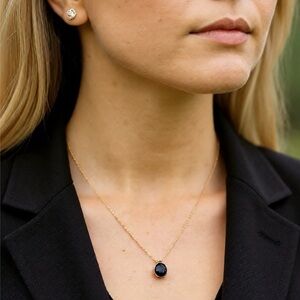 Chic Gold plated over solid silver Necklace with 3.0ct Black  Moissanite Pendant